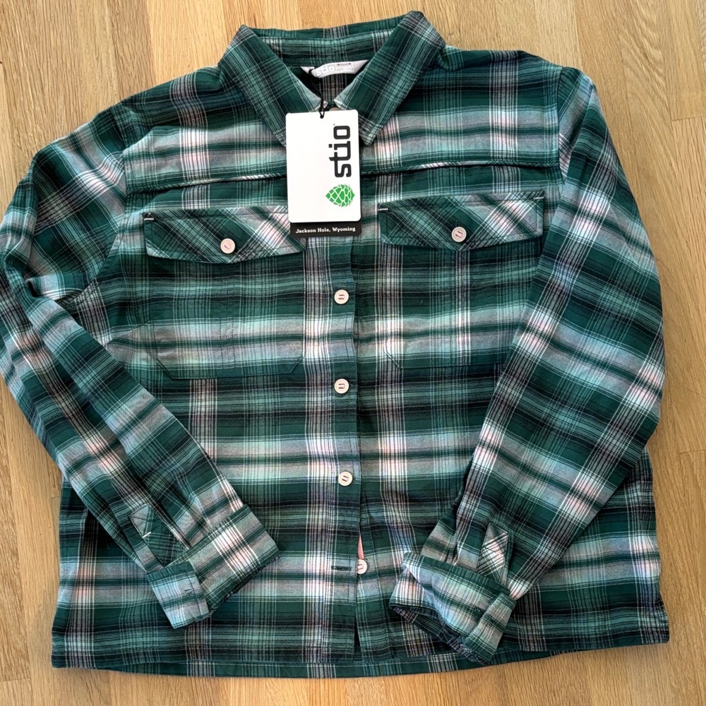 Stio Green Plaid Button-Up Shirt